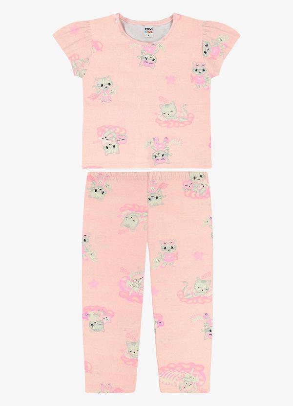 Pijama Blusa com Calça Infantil Rosa