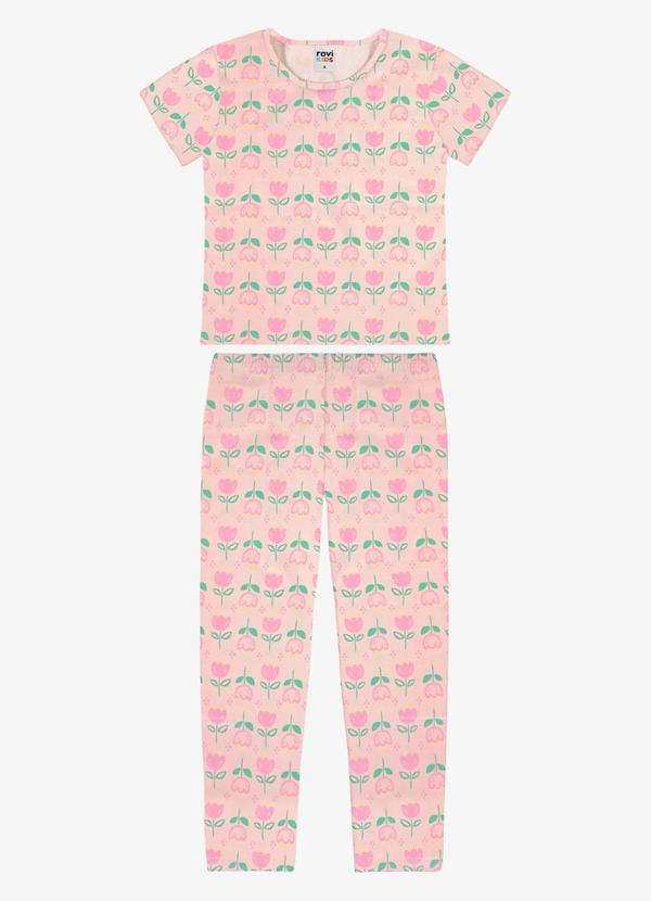 Pijama Blusa com Calça Infantil Rosa