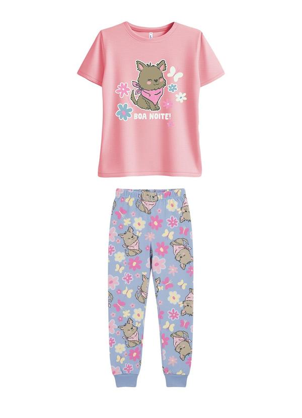 Pijama Boa Noite Brilha no Escuro Rosa Claro