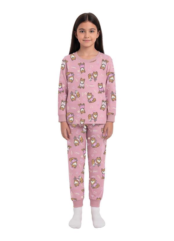 Pijama Cachorrinhos Brilha no Escuro Rosa