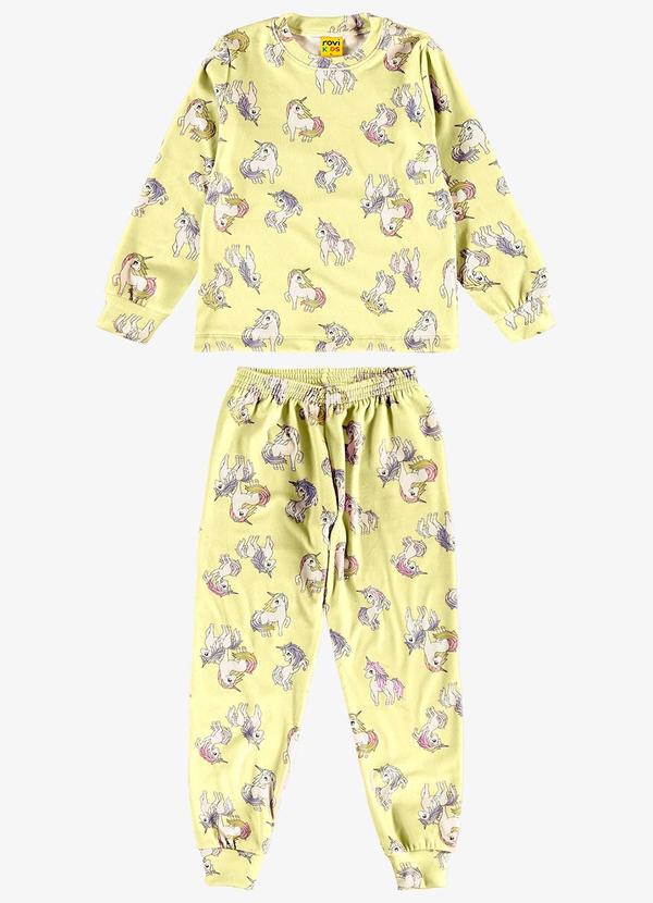 Pijama em Pelo Fleece Amarelo