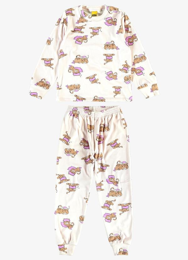 Pijama em Pelo Fleece Bege