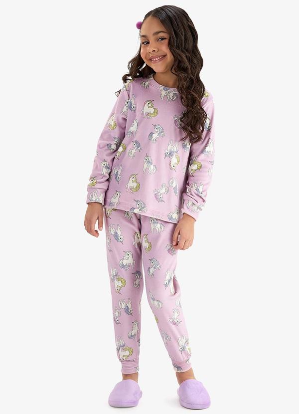 Pijama em Pelo Fleece Lilás