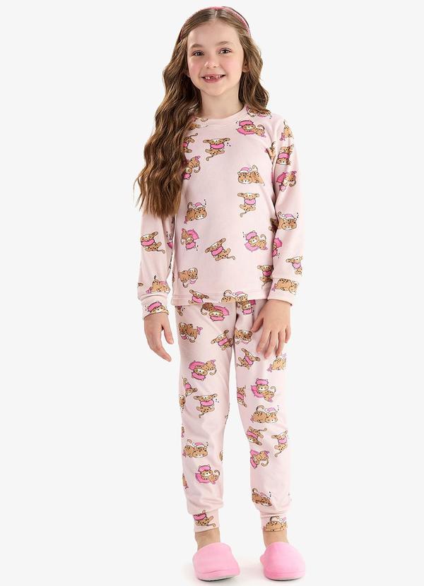 Pijama em Pelo Fleece Rosa