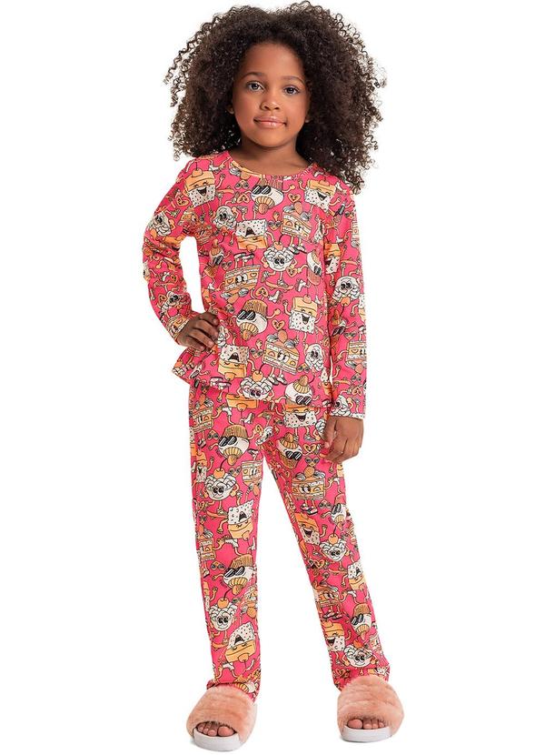 Pijama Estampado Infantil Menina Rosa