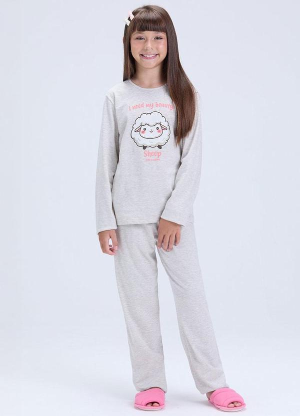 Pijama Feminino Algodão Ovelhinha Mescla