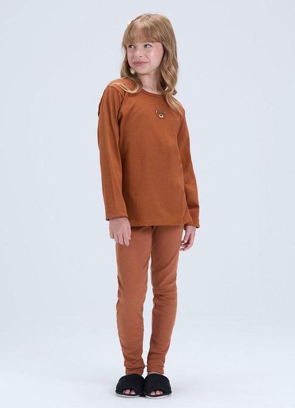 Pijama Feminino Algodão Ursinho Clean Caramelo