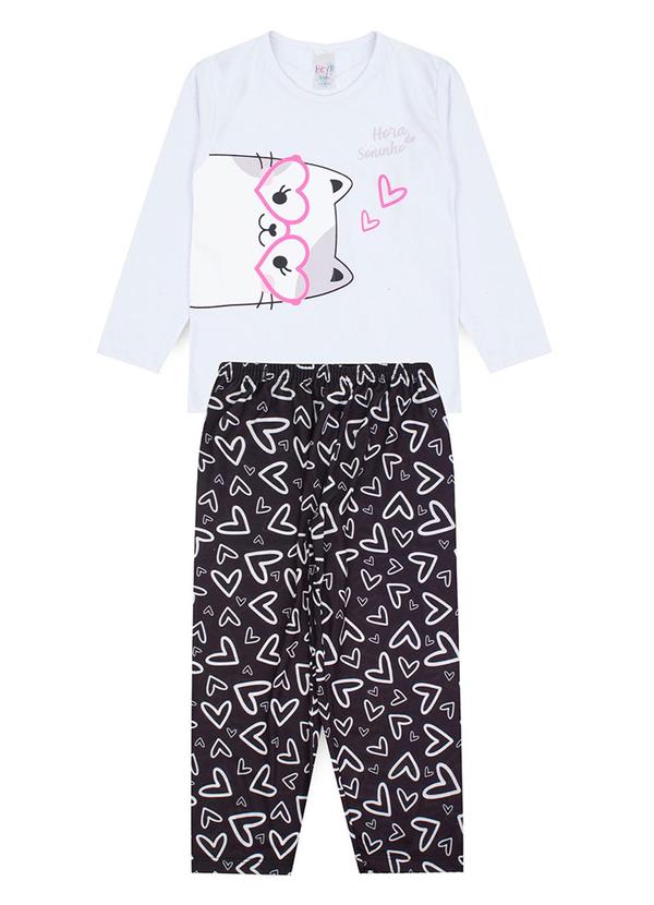 Vista 2 Pijama Feminino Inverno Cat Branco Atelie Da Crianca Atelie Da Crianca