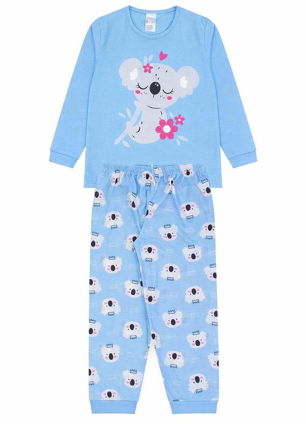 Pijama Feminino Inverno Coala Azul Claro