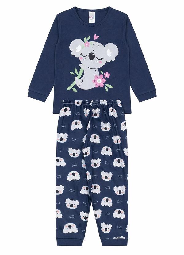 Pijama Feminino Inverno Coala Azul Marinho