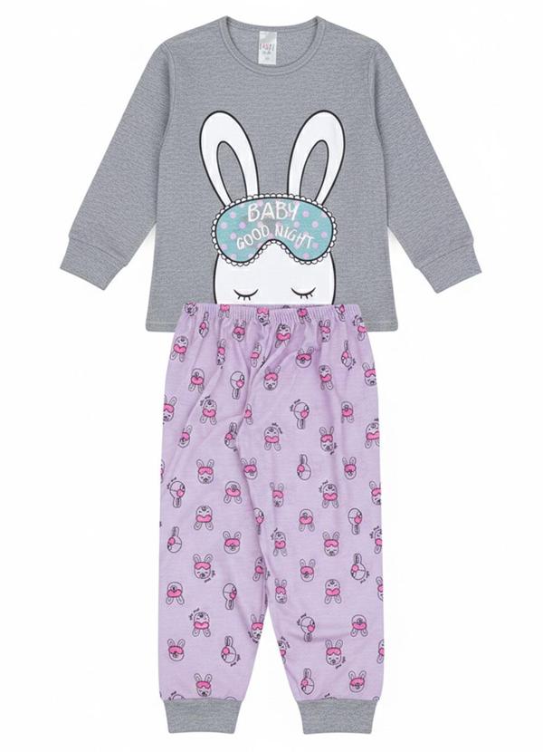 Vista 2 Pijama Feminino Inverno Coelho Cinza Atelie Da Crianca Atelie Da Crianca