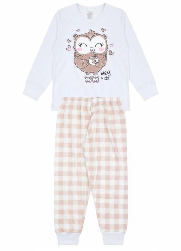 Pijama Feminino Inverno Coruja Branco