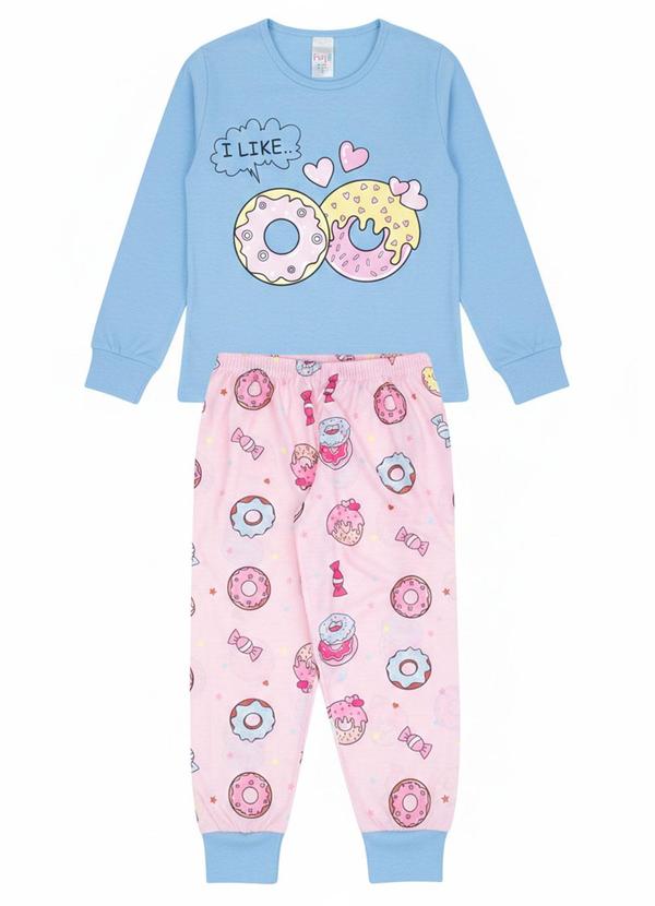 Vista 2 Pijama Feminino Inverno Donuts Azul Atelie Da Crianca Atelie Da Crianca