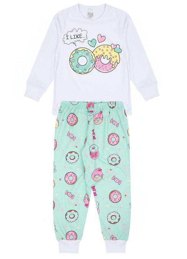 Pijama Feminino Inverno Donuts Branco