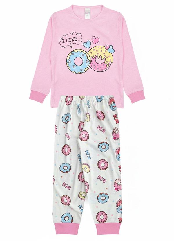 Pijama Feminino Inverno Donuts Rosa