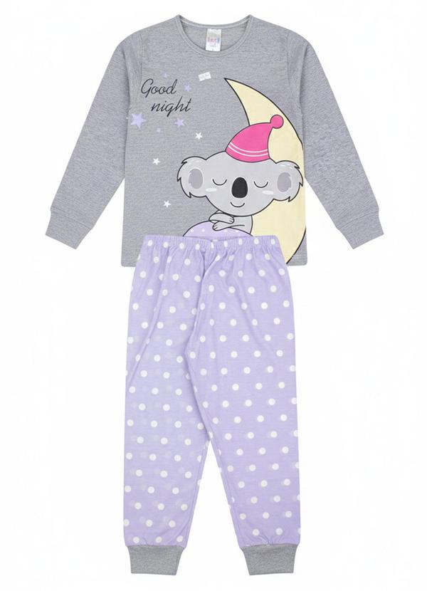 Vista 2 Pijama Feminino Inverno Good Night Cinza Atelie Da Crianca Atelie Da Crianca