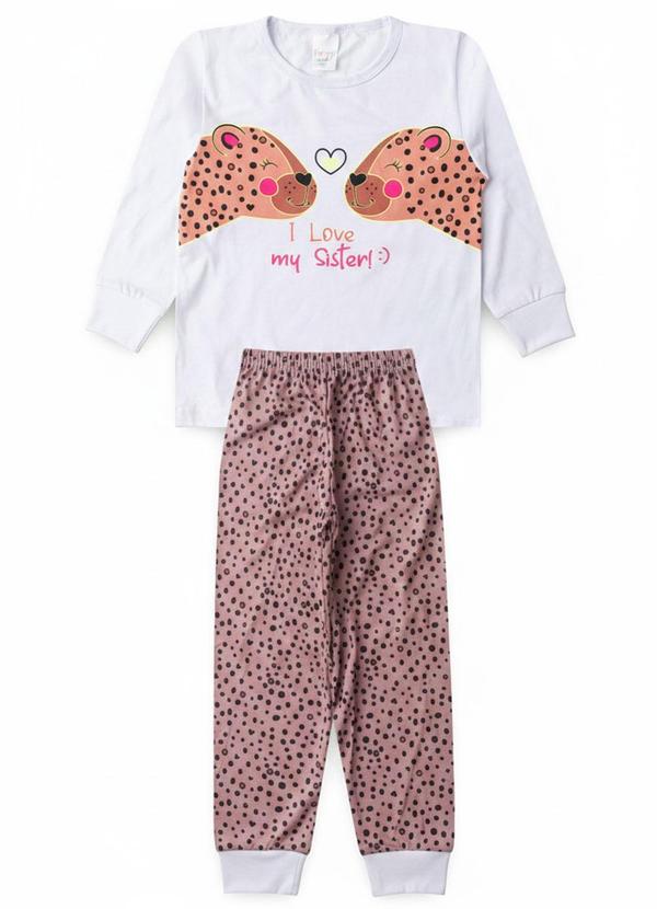 Vista 2 Pijama Feminino Inverno Onça Branco Atelie Da Crianca Atelie Da Crianca