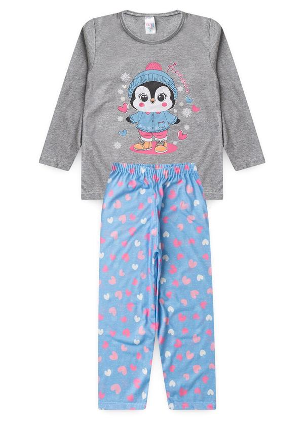 Vista 2 Pijama Feminino Inverno Pinguim Cinza Atelie Da Crianca Atelie Da Crianca