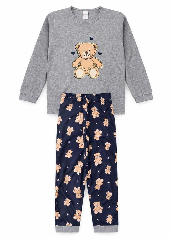 Pijama Feminino Inverno Ursinho Cinza