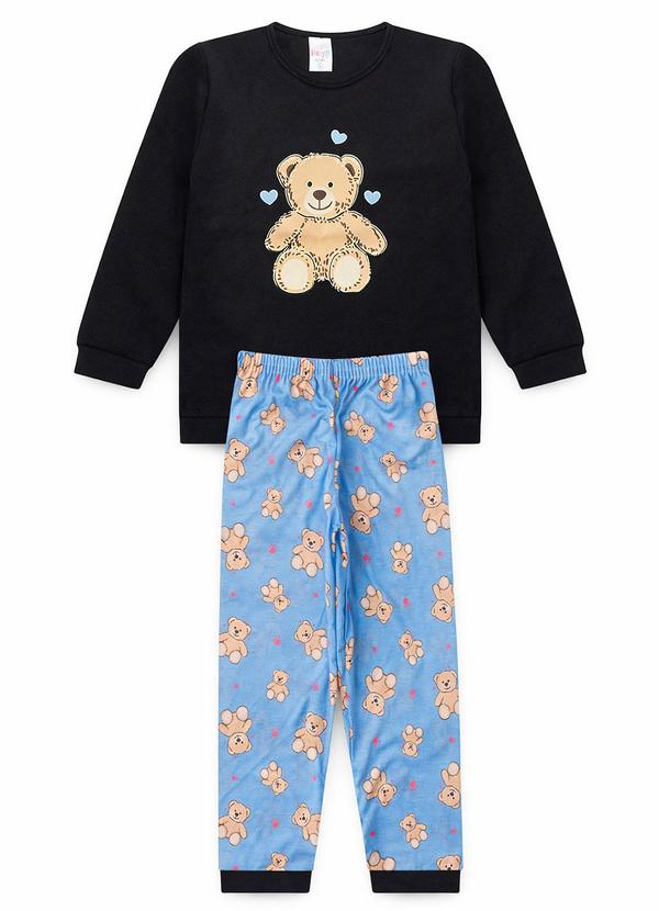 Vista 2 Pijama Feminino Inverno Ursinho Preto Atelie Da Crianca Atelie Da Crianca
