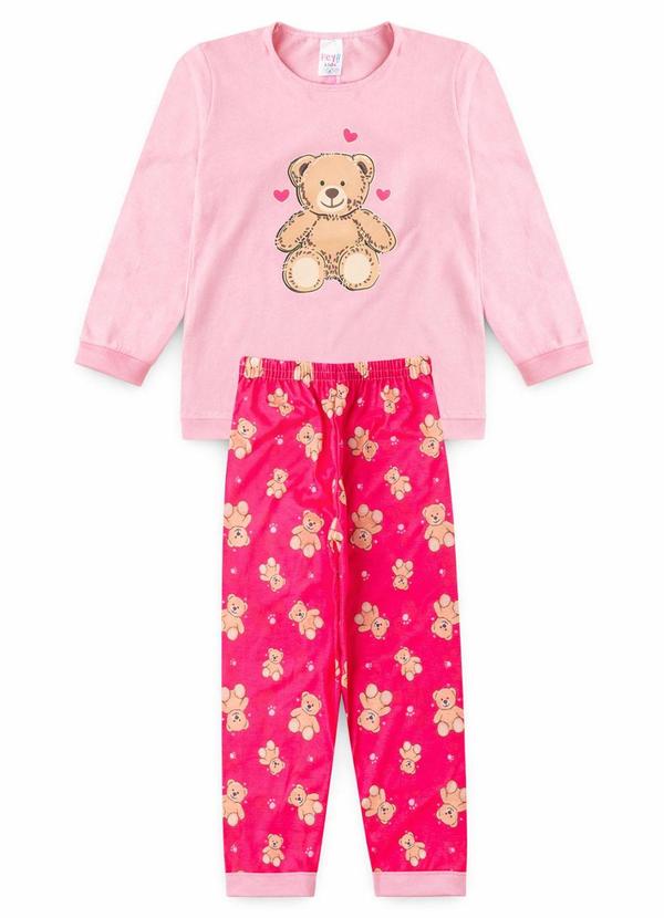 Pijama Feminino Inverno Ursinho Rosa