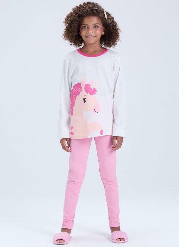Pijama Feminino Unicórnio Brilha no Rosa
