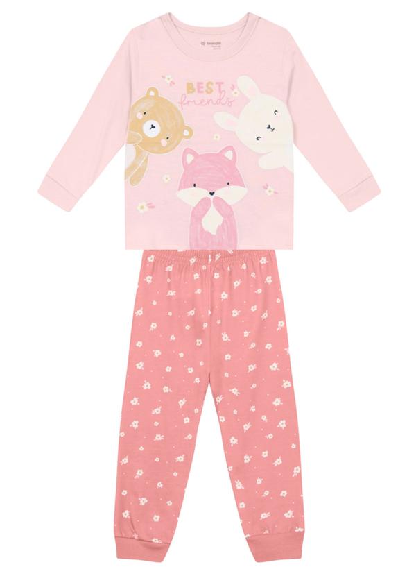 Pijama Infantil Animais Brilha no Escuro Rosa