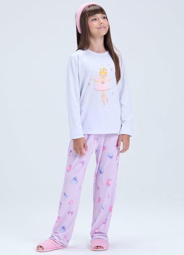 Pijama Infantil Feminino Estampa de Fada Lilás