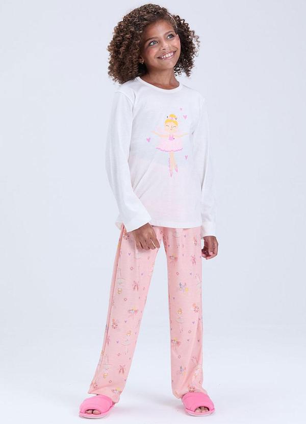 Pijama Infantil Feminino Estampa de Fada Rosa