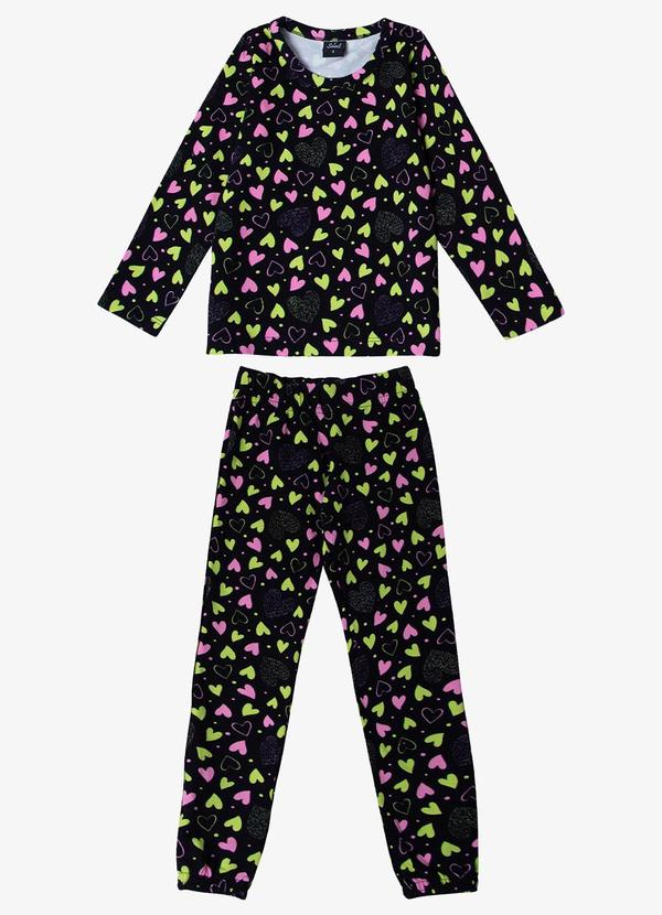 Pijama Infantil Feminino Estapado Preto
