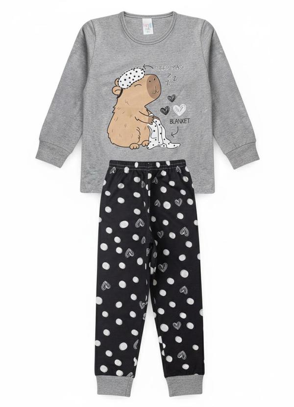 Pijama Infantil Feminino Inverno Capivara Mescla