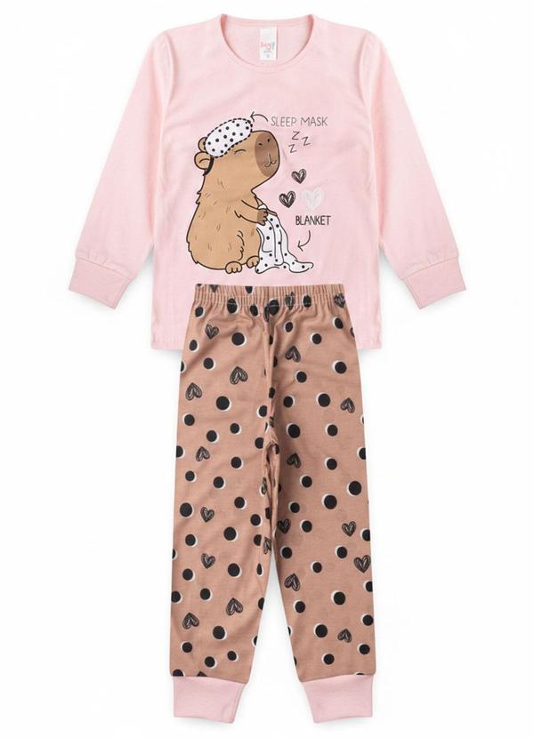 Pijama Infantil Feminino Inverno Capivara Rosa