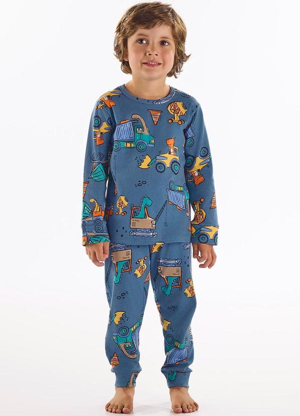 Vista 2 Pijama Infantil Finino Suedine Azul Up Baby Up Baby