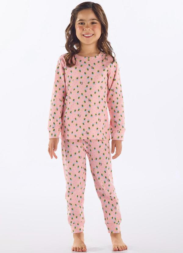 Vista 2 Pijama Infantil Finino Suedine Rosa Up Baby Up Baby