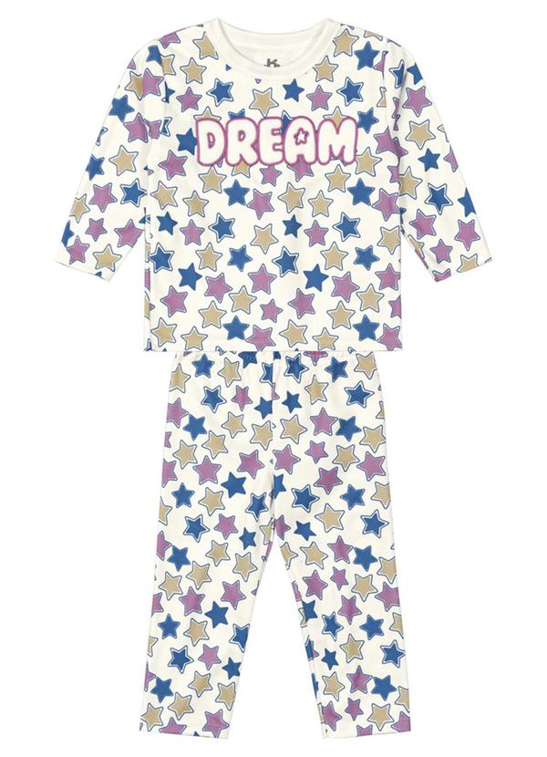Pijama Infantil Menina de Estrelas Bege