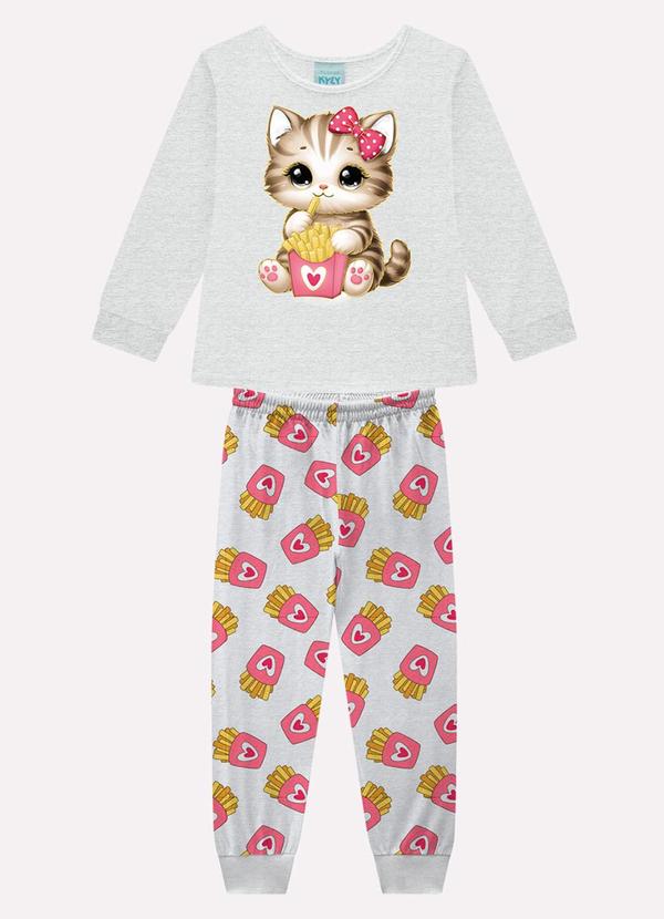 Pijama Infantil Menina Gatinha Cinza