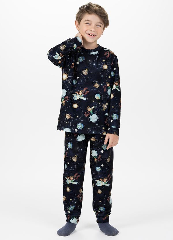 Pijama Infantil Unissex em Malha Fleece Azul