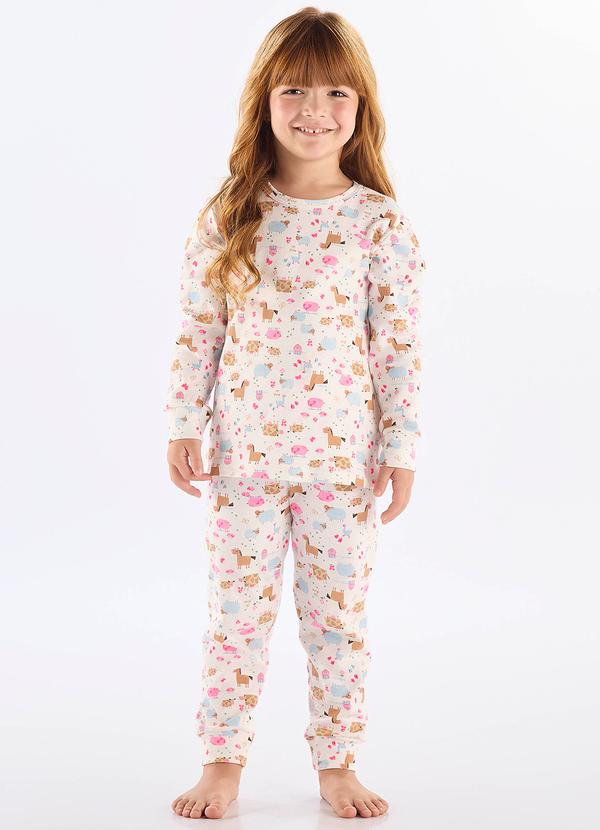 Vista 2 Pijama Infantil Unissex em Suedine Up Baby Branco Up Baby