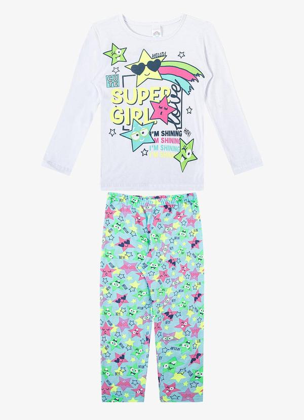 Vista 2 Pijama Longo Brilha no Escuro Kappes Branco Rovitex Rovitex