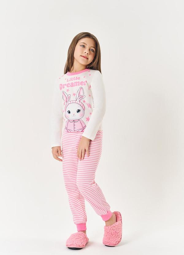 Pijama Longo Infantil Menina Coelho Rosa