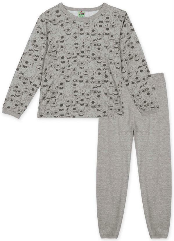 Pijama Longo Infantil Unissex Cinza