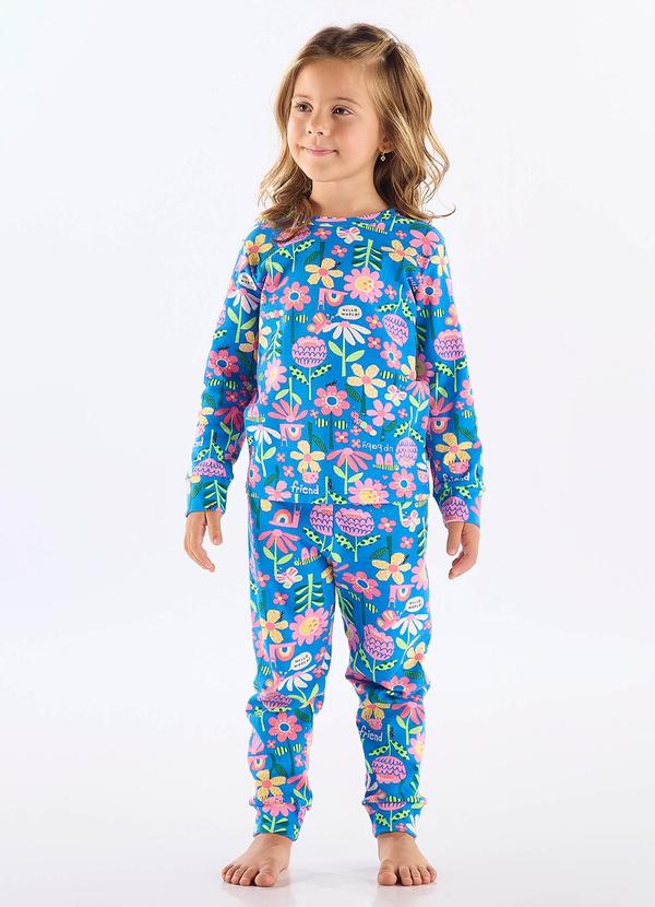 Vista 2 Pijama Longo Infantil Unissex Suedine Up Baby Azul Up Baby