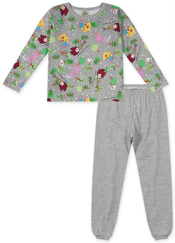 Vista 2 Pijama Longo Malha Menina Cinza Lilica Ripilica Lilica Ripilica