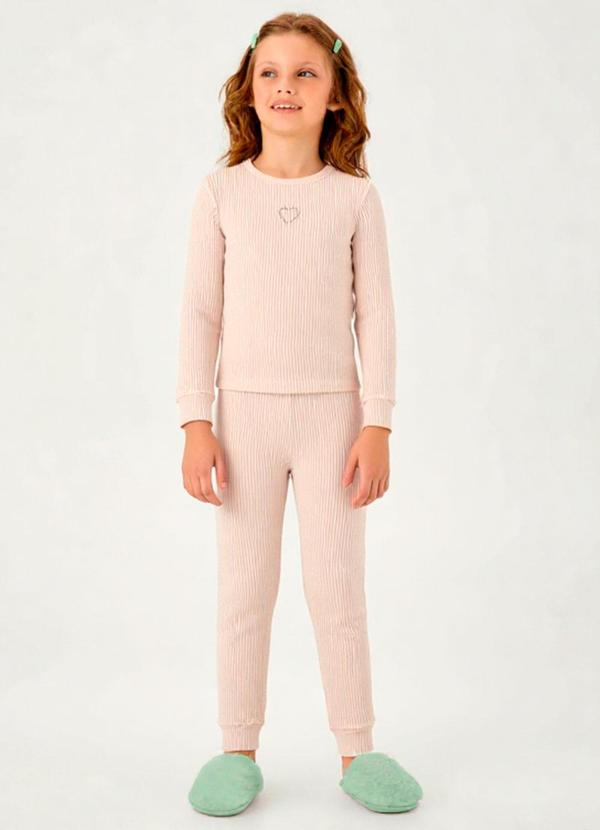 Pijama Malha Canelada Rosa