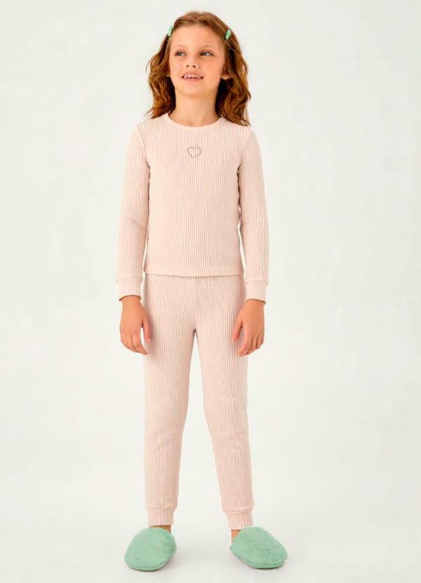 Pijama Malha Canelada Rosa