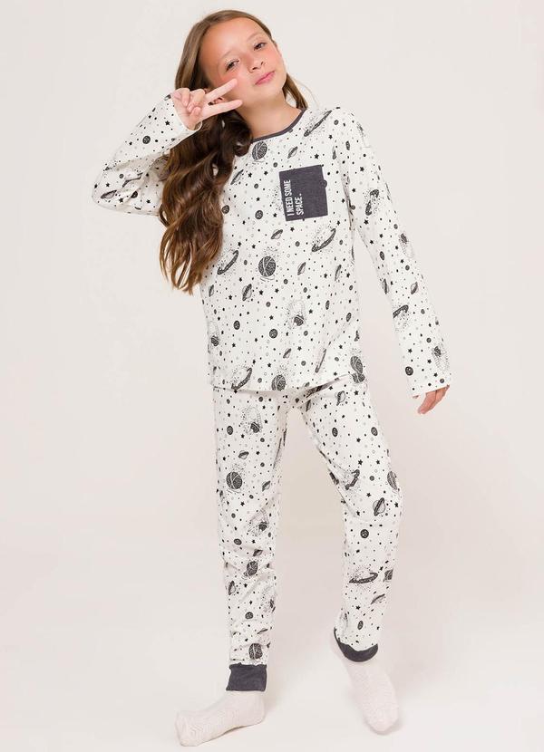 Pijama Manga Longa Infantil Off White