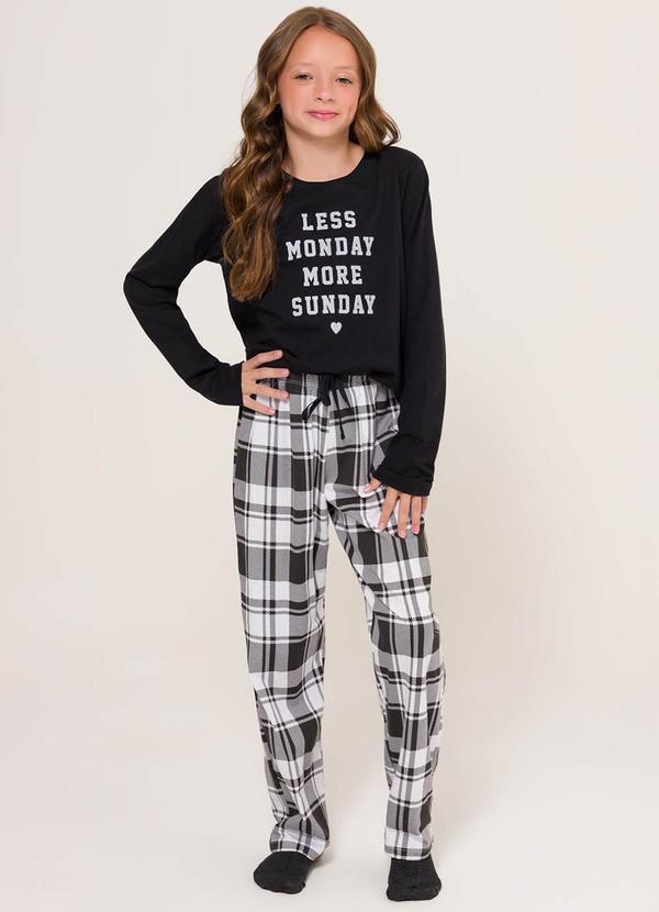 Pijama Manga Longa Infantil Preto