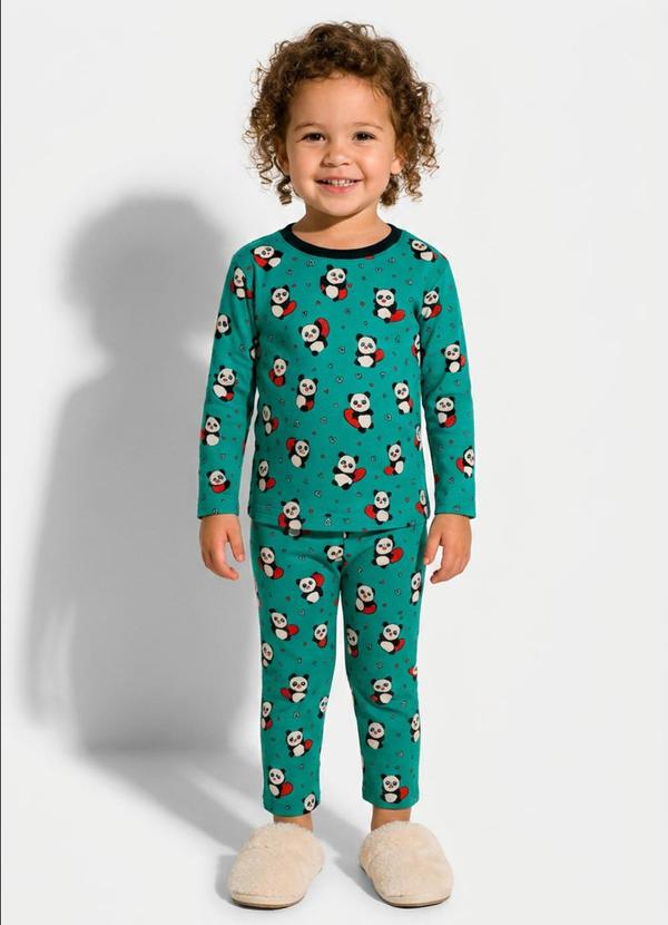 Vista 2 Pijama Manga Longa Suede Infantil Estampado Dukali Dukali