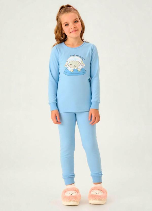 Pijama Meia Malha Azul
