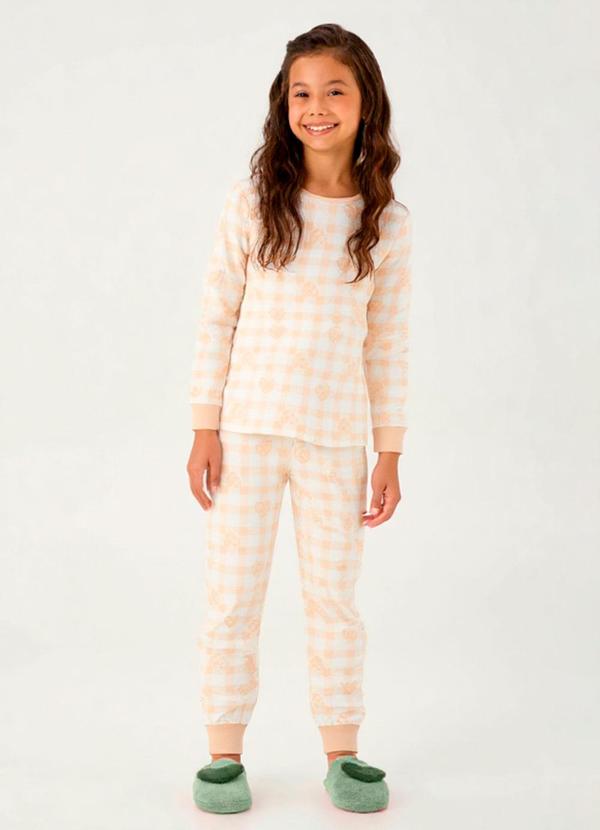 Pijama Meia Malha Bege